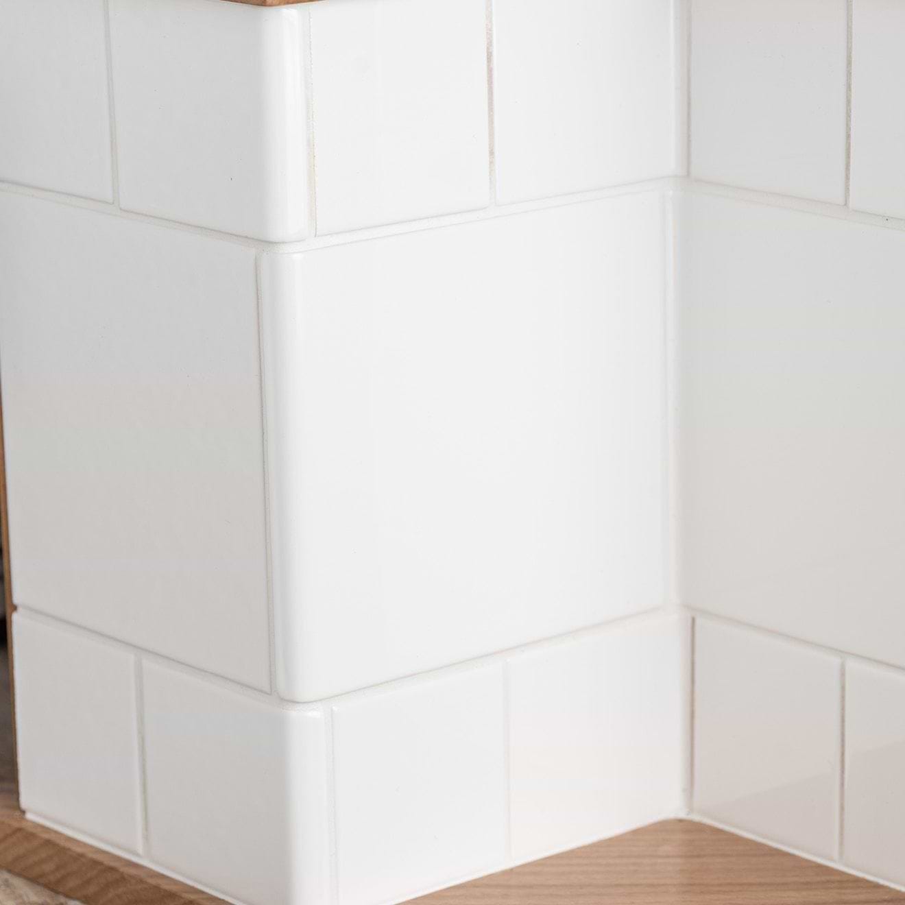 Original Style Tiles - Ceramic 167 x 152mm - Per Piece External Field Tile Wrapping Piece Brilliant White
