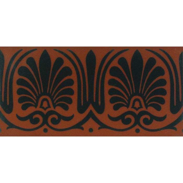 Original Style Tiles - Victorian Faraday Border Black on Red