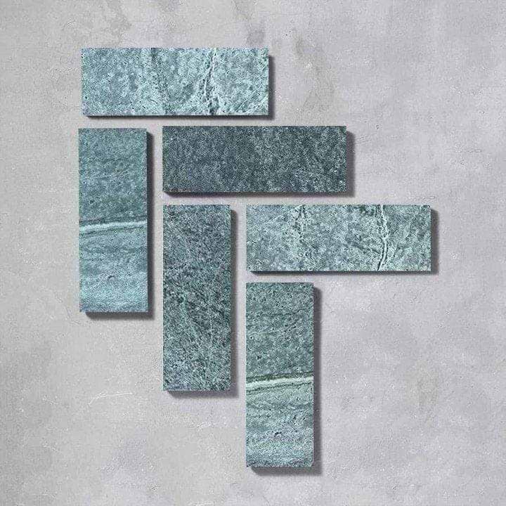 Bert And May Tiles – Marble 20 x 7.5 x 1cm Fennel Green Herringbone Honed Marble Tile