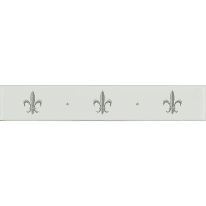 Original Style Tiles - Ceramic 152 x 25 x 7mm - Per Piece Fleur de Lis Border Platinum on Brilliant White