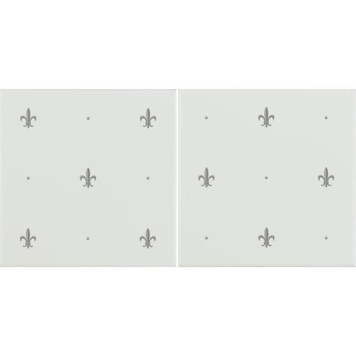 Original Style Tiles - Ceramic 152 x 152 x 7mm - 2 Tile Set Fleur de Lis Platinum on Brilliant White (2 Tile Set)