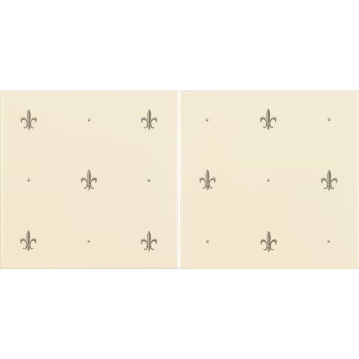 Original Style Tiles - Ceramic 152 x 152 x 7mm - 2 Tile Set Fleur De Lis Platinum on Colonial White (2 Tile Set)