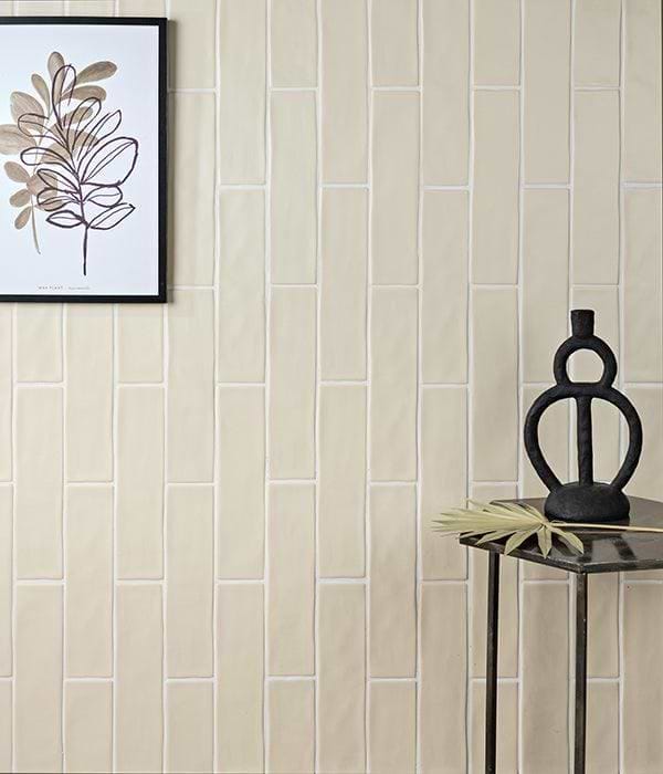 Ca' Pietra Tiles - Handmade 7.5 x 30 x 0.9cm Fondant Ceramic Cream