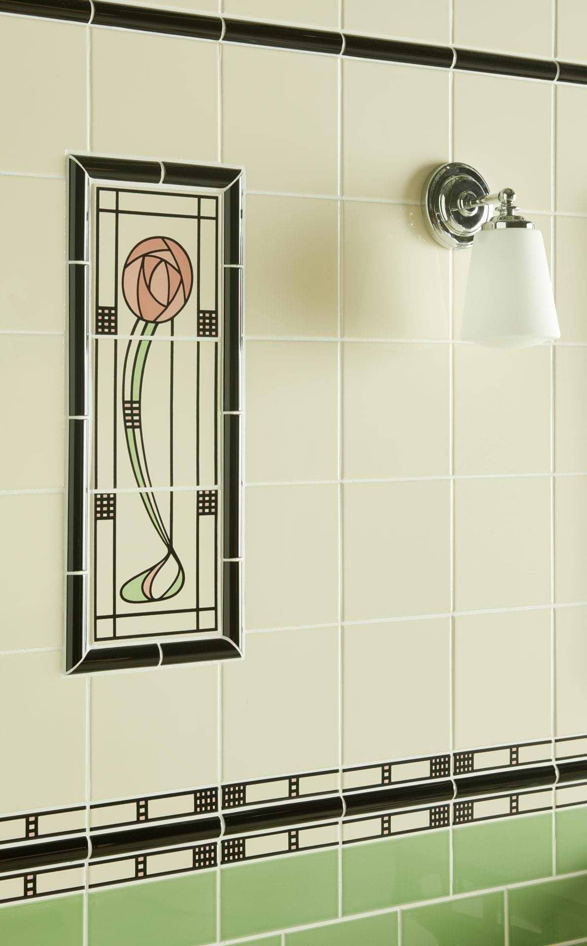 Glasgow Rose Border On County White - Hyperion Tiles