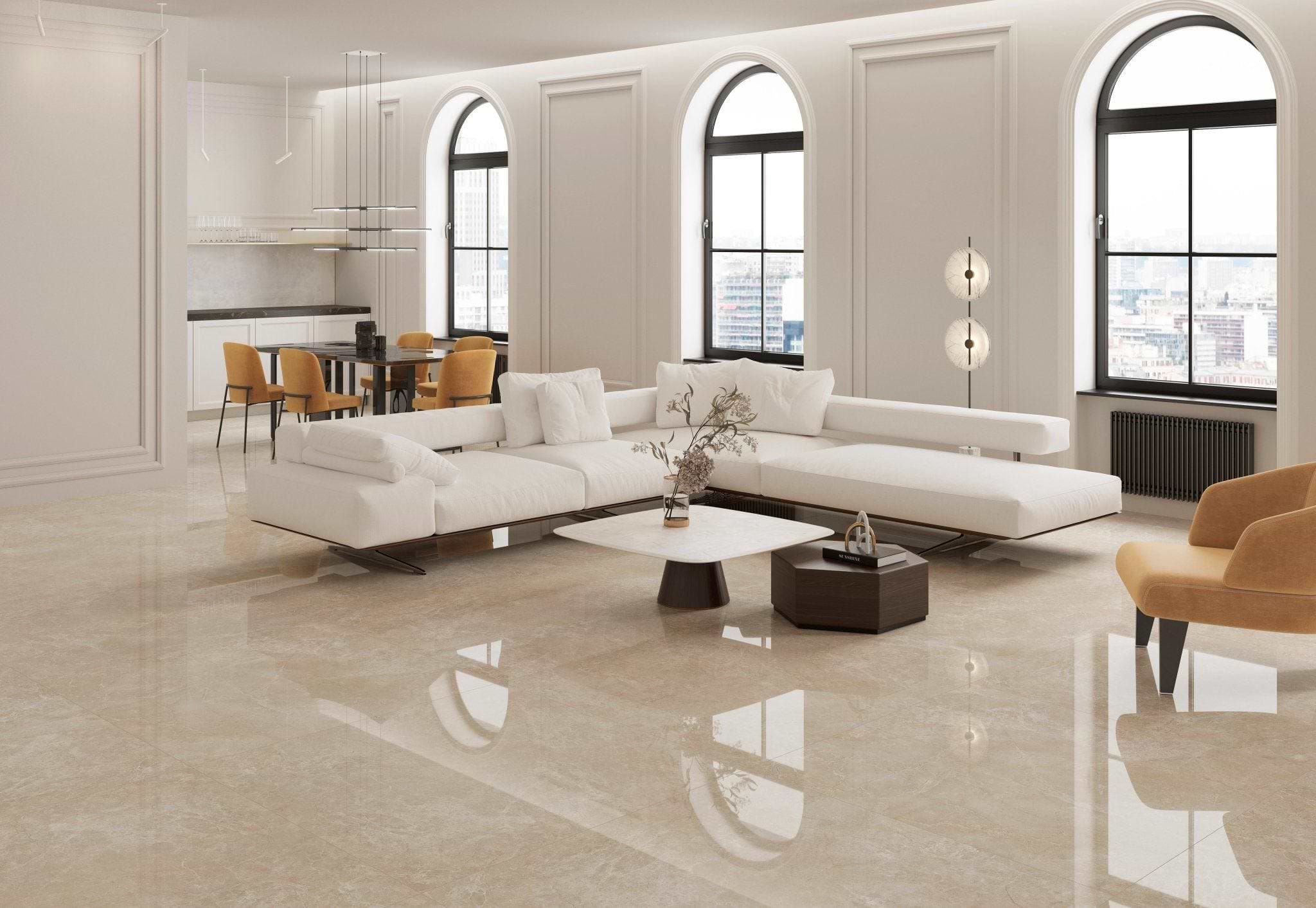 Greek Cream Polished Porcelain Tiles - Hyperion Tiles