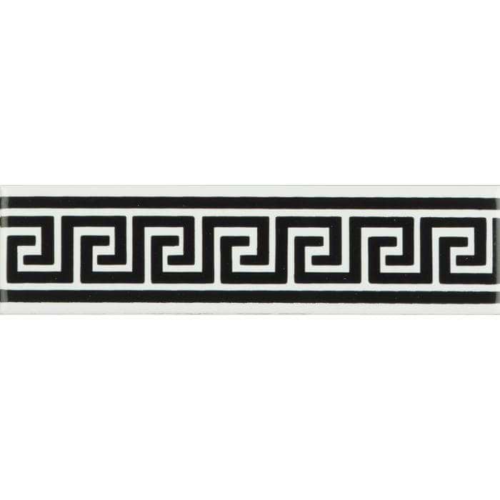 Greek Key Jet Black On Brilliant White - Hyperion Tiles
