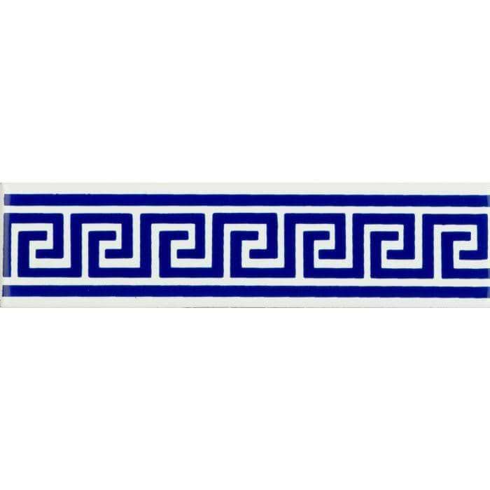 Greek Key Royal Blue On Brilliant White - Hyperion Tiles
