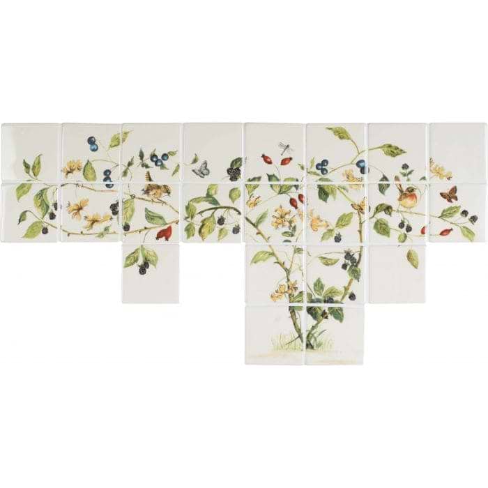 Hedgerow 22 tile set in Colour on Off White - Hyperion Tiles