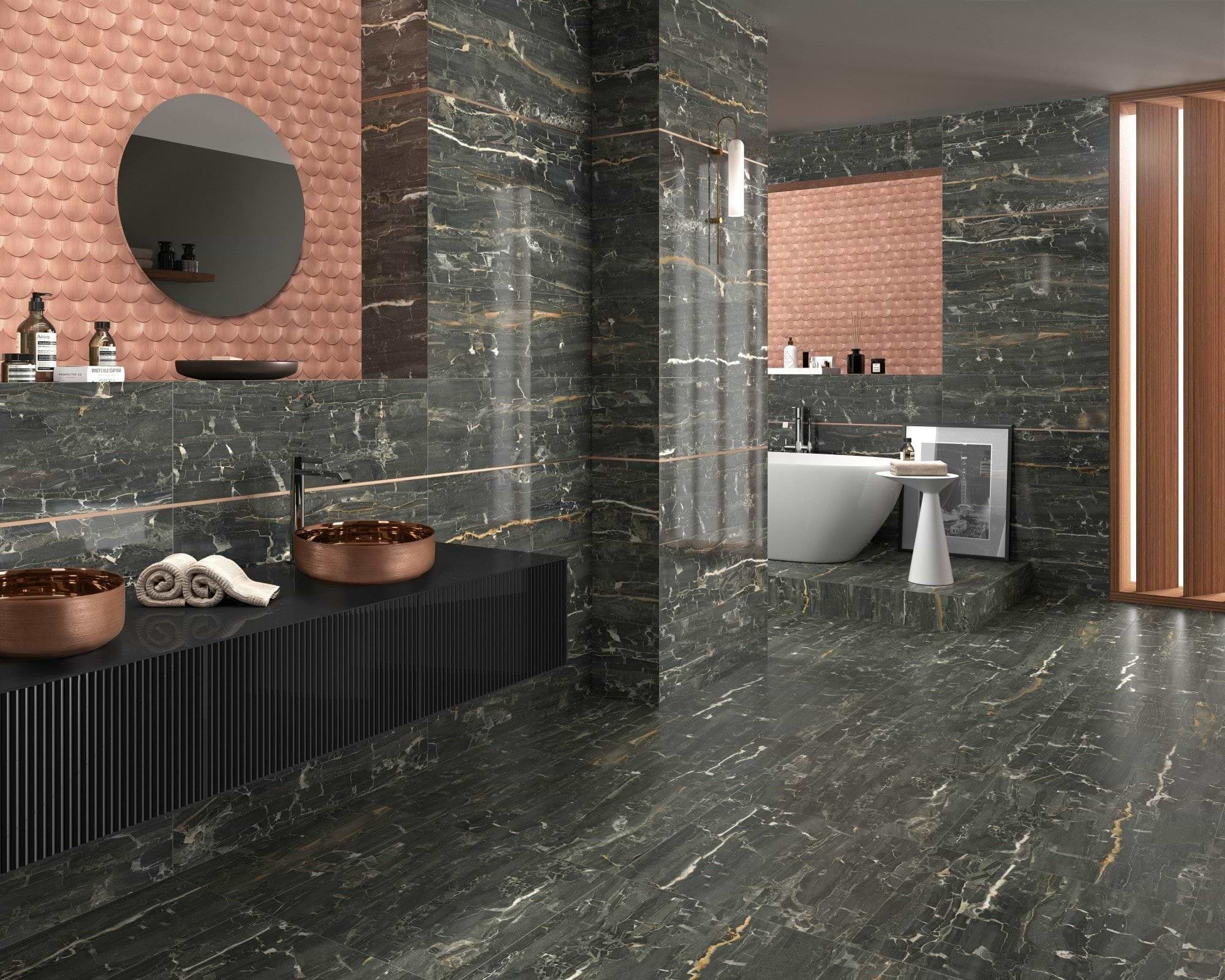Hyperion Tiles All Products 36 x 36 x 12cm Lavabo Heller Rose Gold