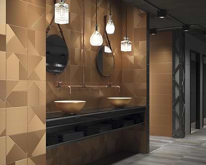 Hyperion Tiles All Products 40 x 40 x 15cm Lavabo White And Copper