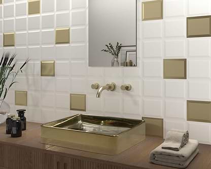 Hyperion Tiles All Products 49 x 37.5 x 12cm Lavabo Wonder Gold