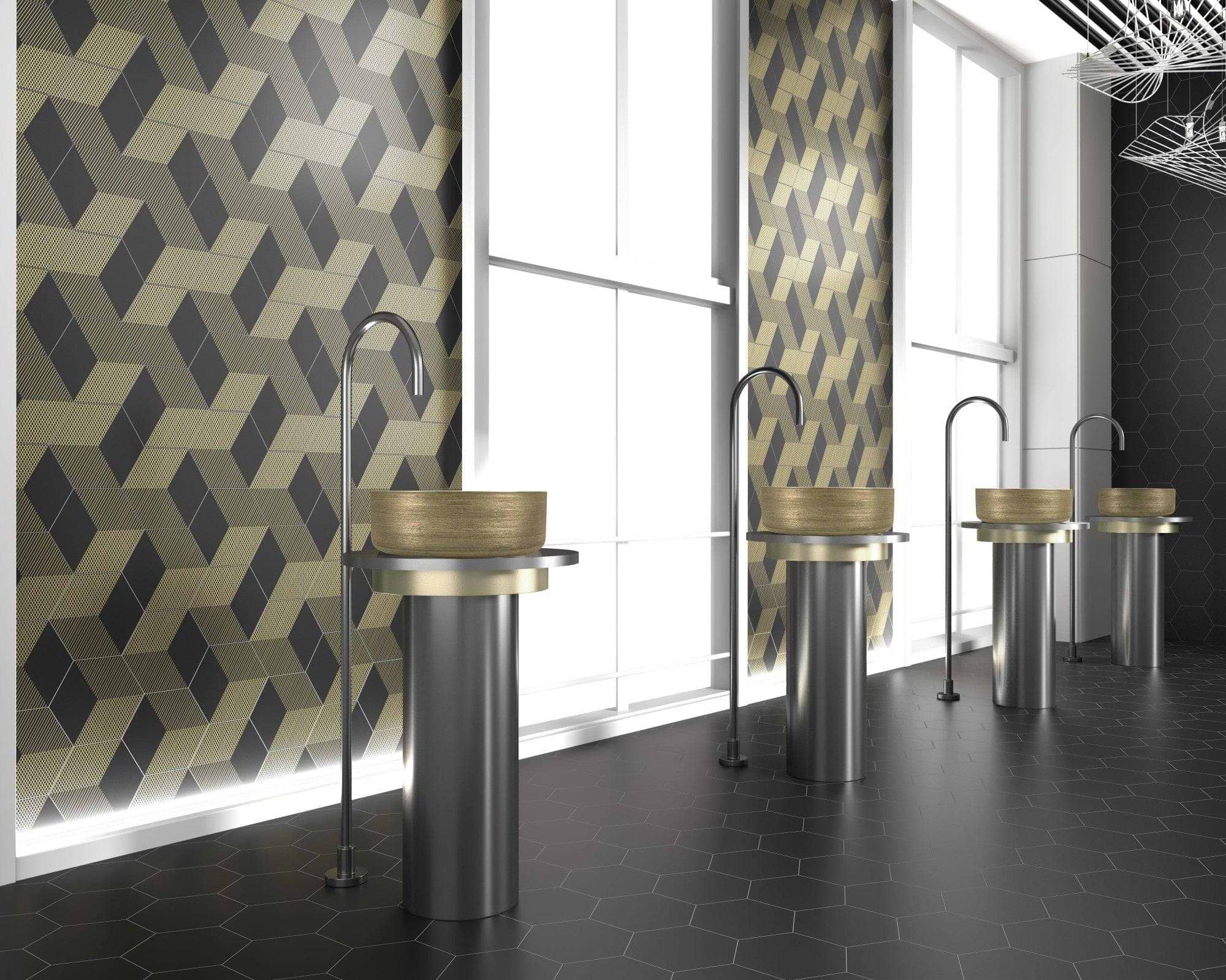 Hyperion Tiles All Products 9 x 6.5cm Lavabo Heller White & Gold