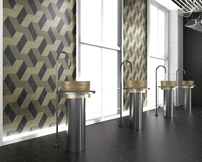 Hyperion Tiles All Products 9 x 6.5cm Lavabo Heller White & Gold