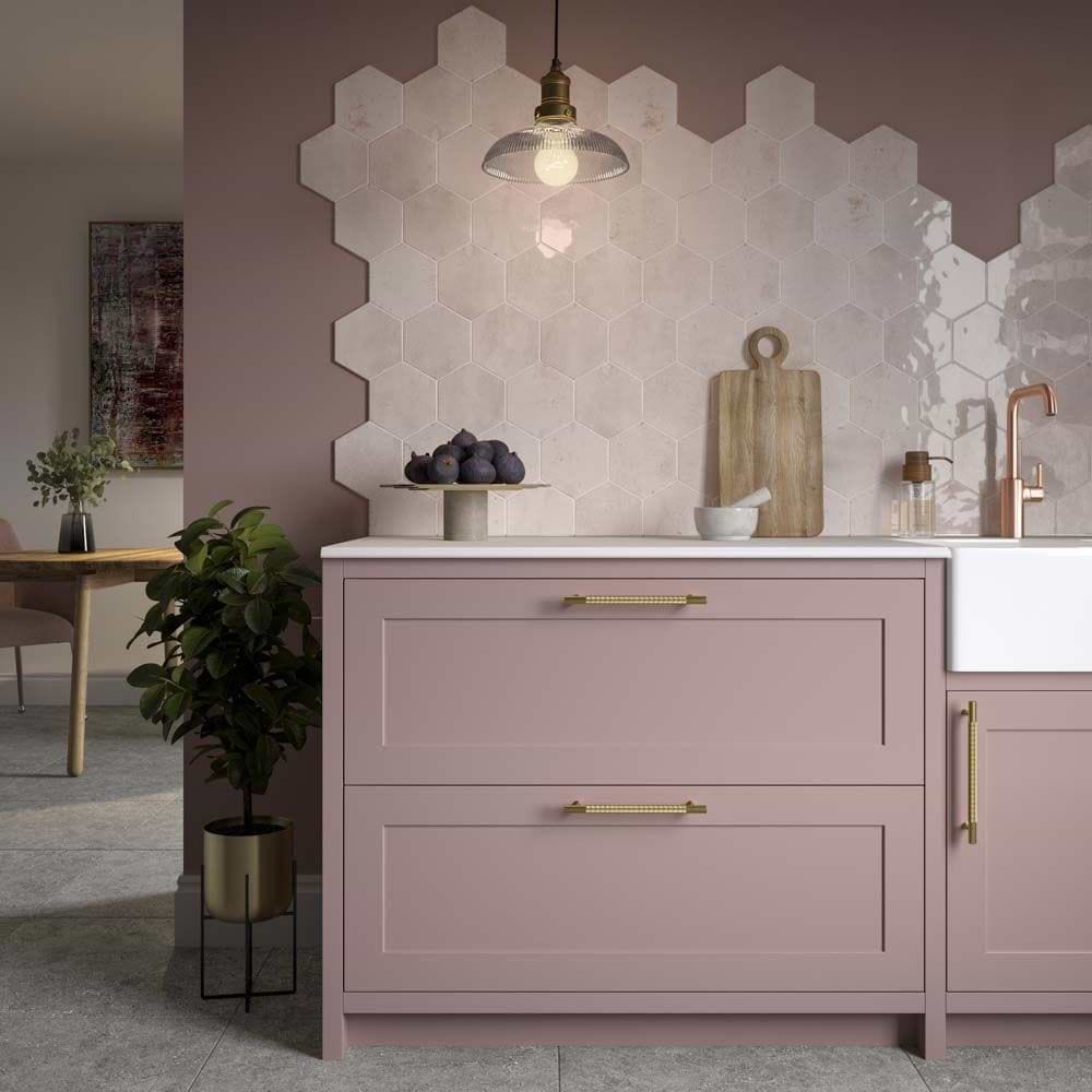 Hyperion Tiles Tiles – Hexagon 150 x 173 x 8mm Hope Rose Hexagon Gloss Ceramic Wall 150x173mm