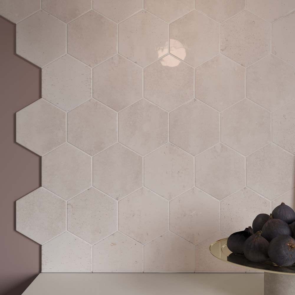 Hyperion Tiles Tiles – Hexagon 150 x 173 x 8mm Hope Rose Hexagon Gloss Ceramic Wall 150x173mm