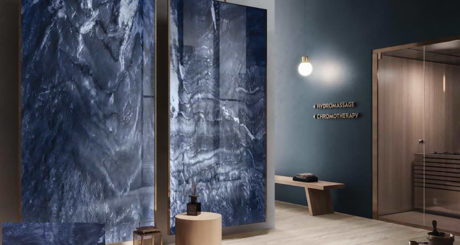 Hyperion Tiles Tiles – Marble Effect 60 x 120 x 1cm Marble Blue Wave Tiles