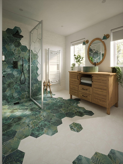 Jungle Hexagon Porcelain By Clarissa Hulse - Hyperion Tiles