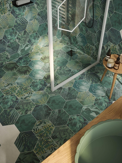 Jungle Hexagon Porcelain By Clarissa Hulse - Hyperion Tiles