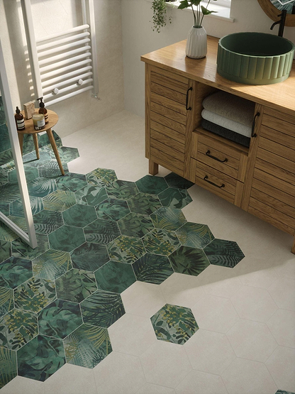 Jungle Hexagon Porcelain By Clarissa Hulse - Hyperion Tiles