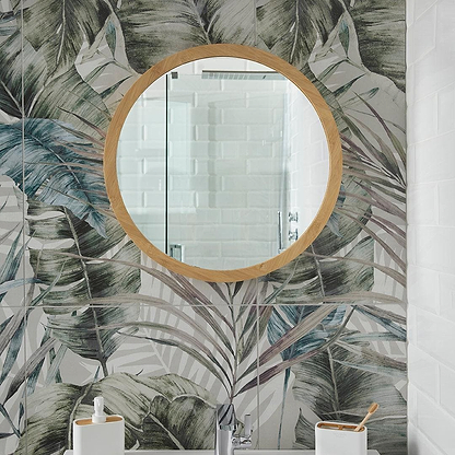 Kenji Mirror Round 60cm in Bamboo - Hyperion Tiles