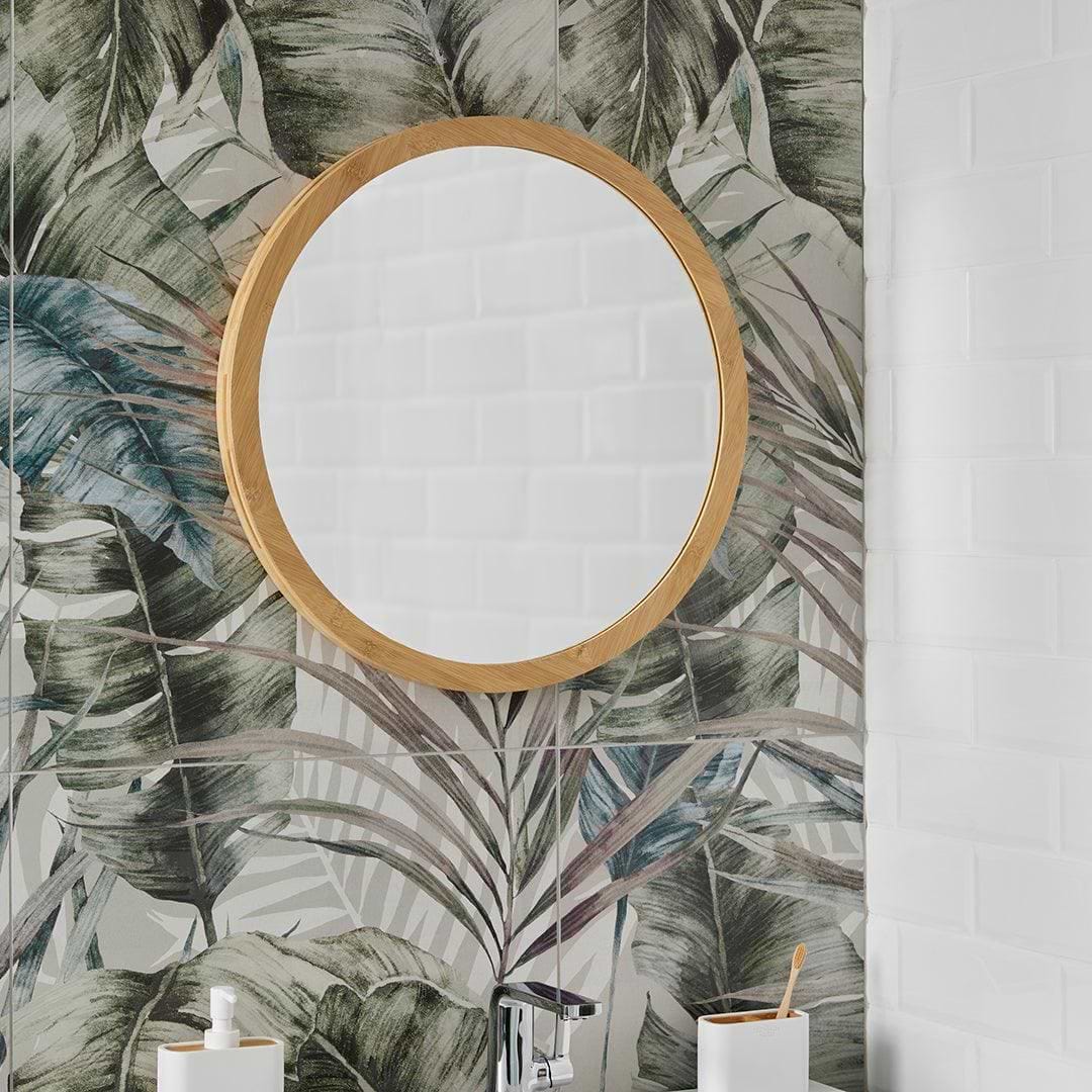 Kenji Mirror Round 60cm in Bamboo - Hyperion Tiles