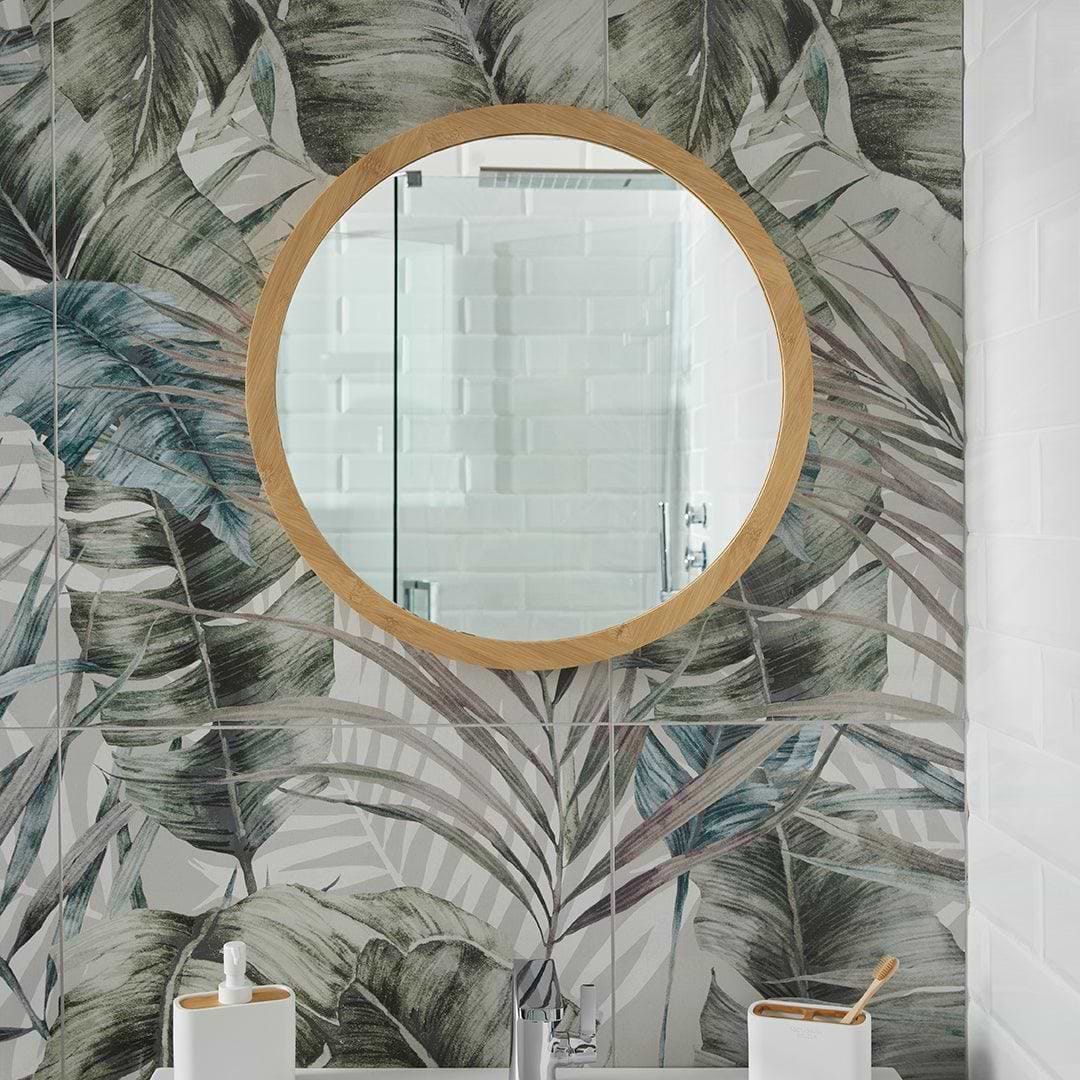 Kenji Mirror Round 80cm in Bamboo - Hyperion Tiles