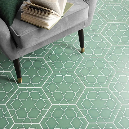 Kerala Hexagon Aqua - Hyperion Tiles