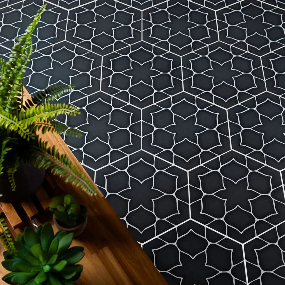 Kerala Hexagon Charcoal - Hyperion Tiles
