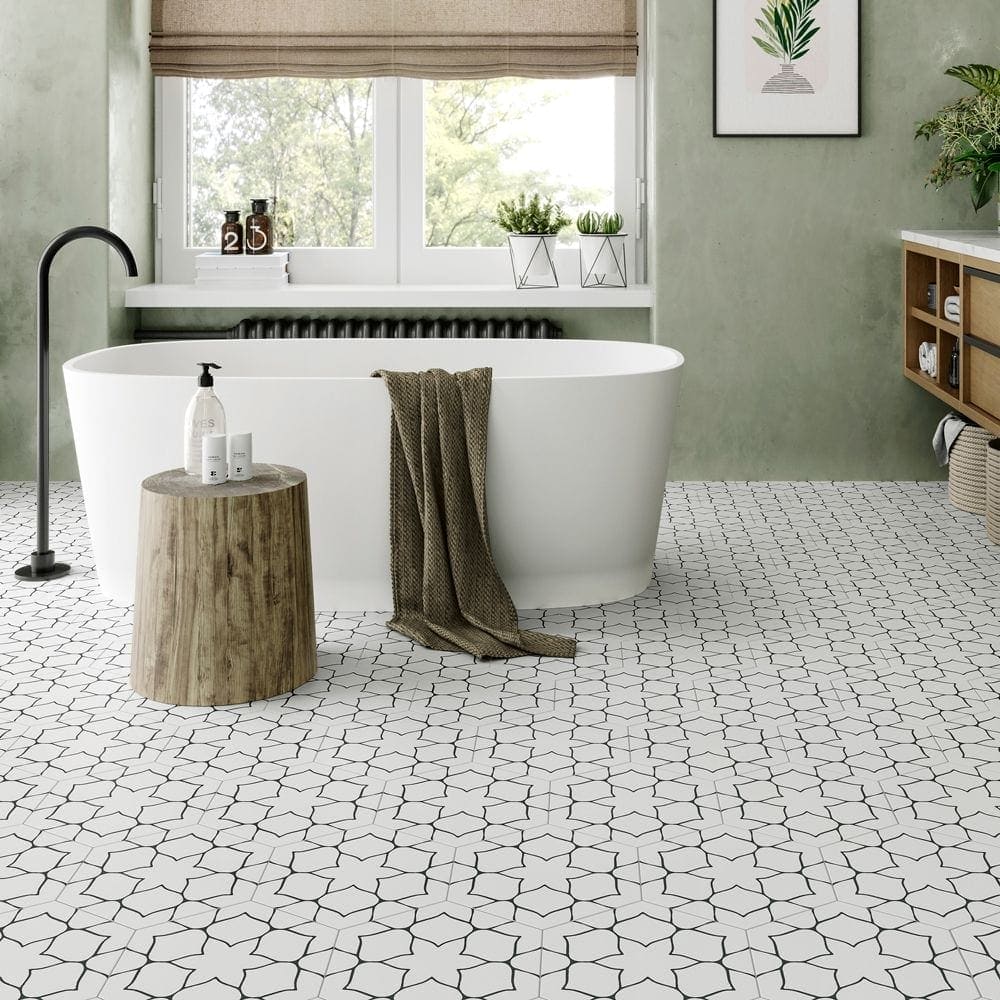 Kerala Hexagon White - Hyperion Tiles