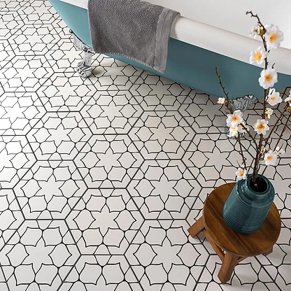Kerala Hexagon White - Hyperion Tiles