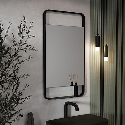 Ludgate Mirror with Shelf 55x100cm Black - Hyperion Tiles