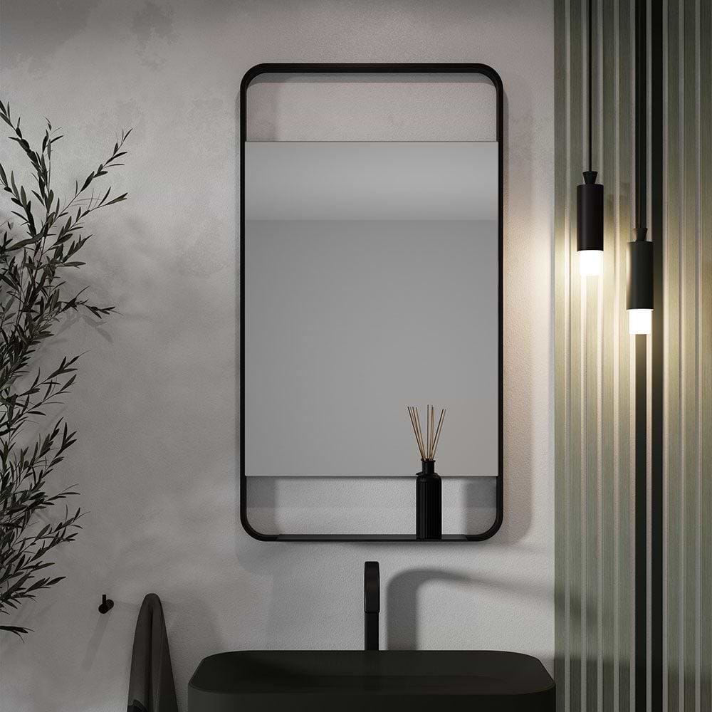 Ludgate Mirror with Shelf 55x100cm Black - Hyperion Tiles