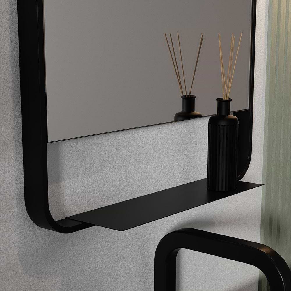 Ludgate Mirror with Shelf 55x100cm Black - Hyperion Tiles