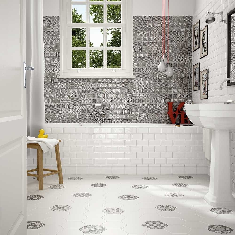 Metro Patchwork Black & White - Hyperion Tiles