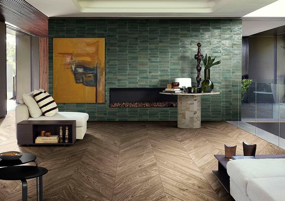 Minoli Wall &amp; Floor Tiles 6 x 24 x 1cm Luminous Lume Verde Forest