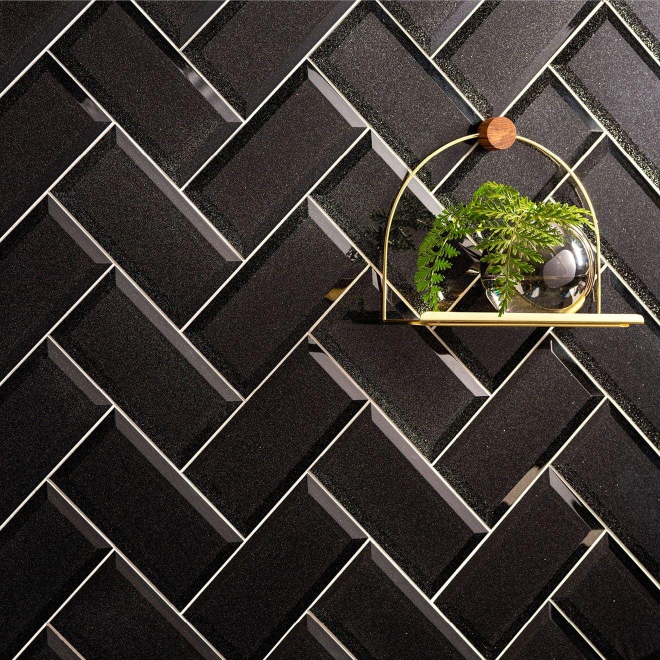 Mira Metallic Glass Bevel 200 x 100mm - Hyperion Tiles