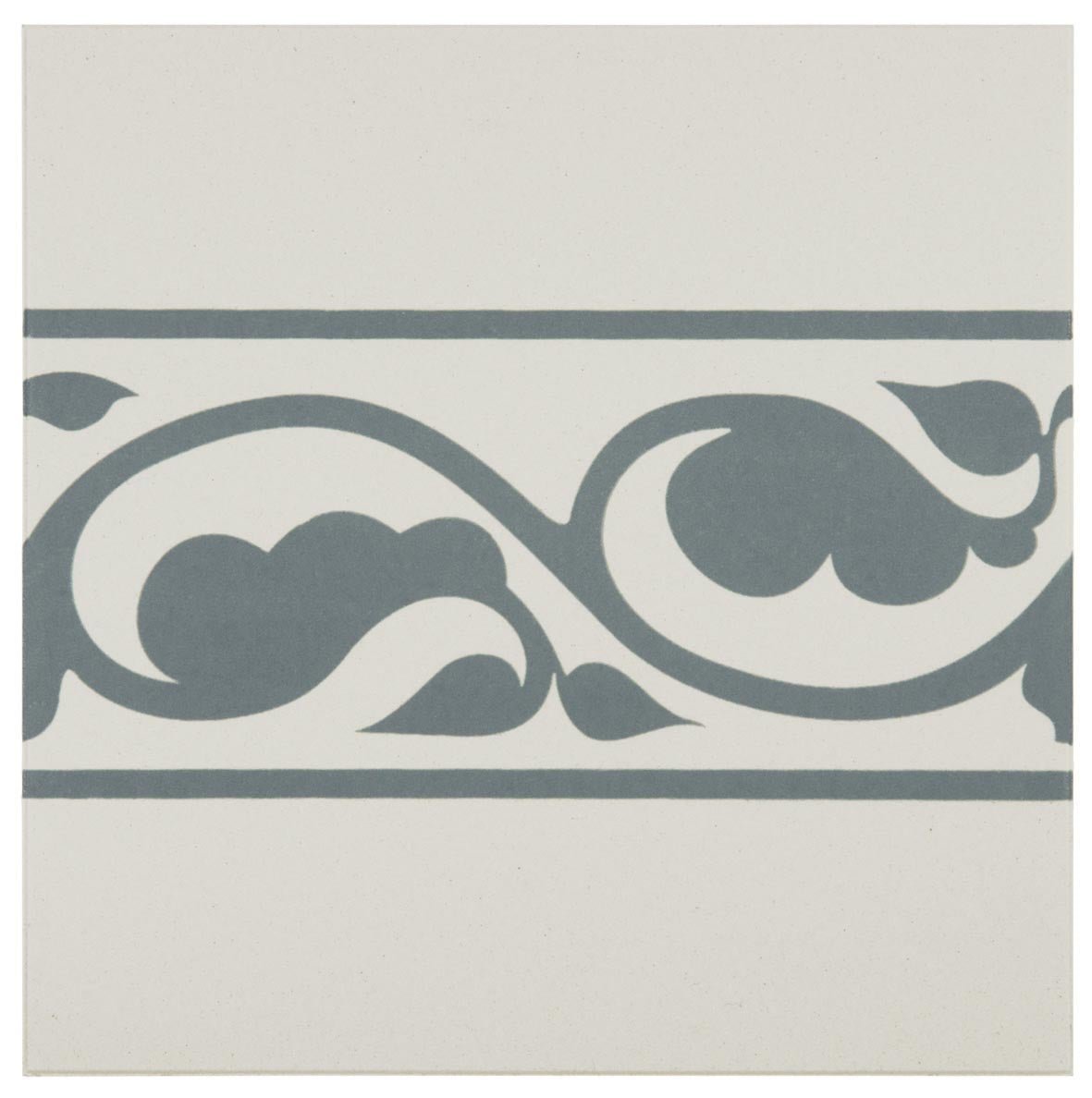Moroccan Border Denim on Dover White - Hyperion Tiles