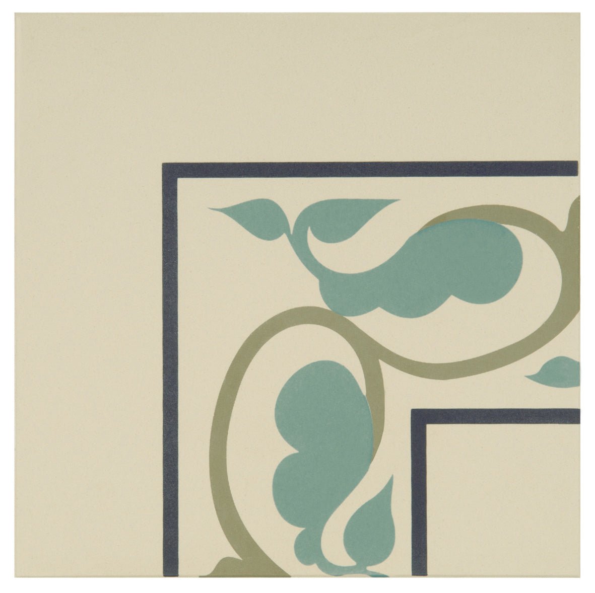 Moroccan External Corner Dublin, Dark Blue and Dark Jade on White - Hyperion Tiles