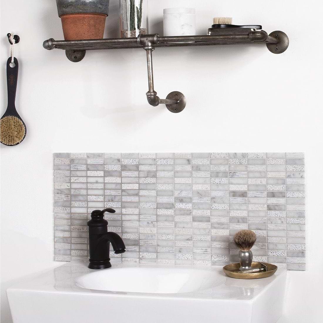Nares Running Brick Marble Mosaic - Hyperion Tiles