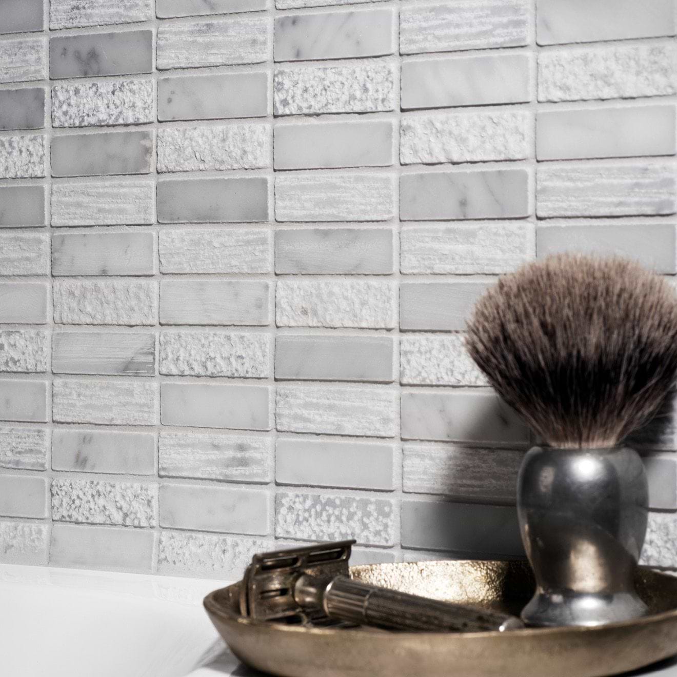 Nares Running Brick Marble Mosaic - Hyperion Tiles