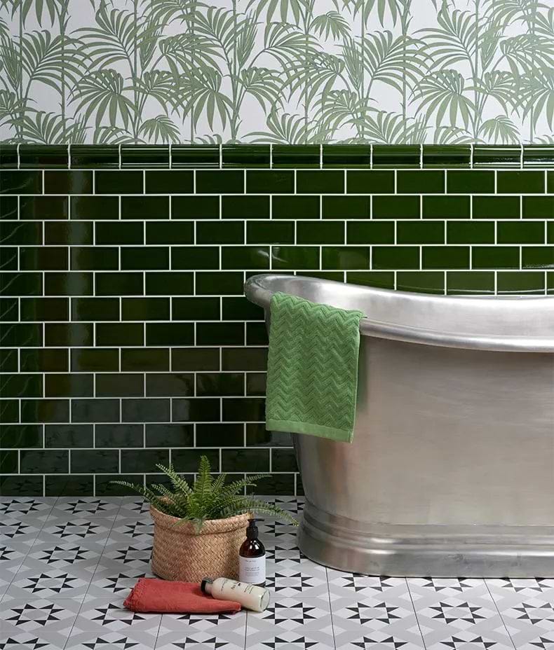 National Trust Tile Collection All Products 7.5 x 15 x 0.9cm Lyme Ceramic Metro Olive Green