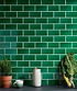 National Trust Tile Collection Tiles - Ceramic 7.5 x 15 x 0.9cm Lyme Ceramic Metro Emerald Green