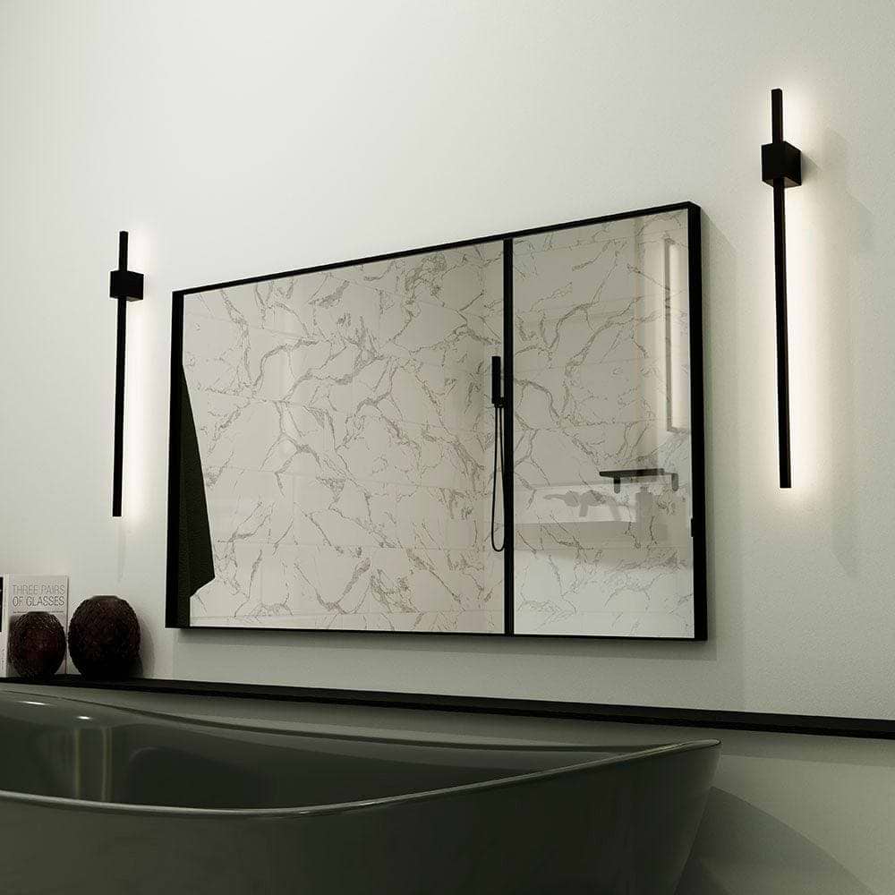Newington Rectangular Mirror 100x80cm Black - Hyperion Tiles