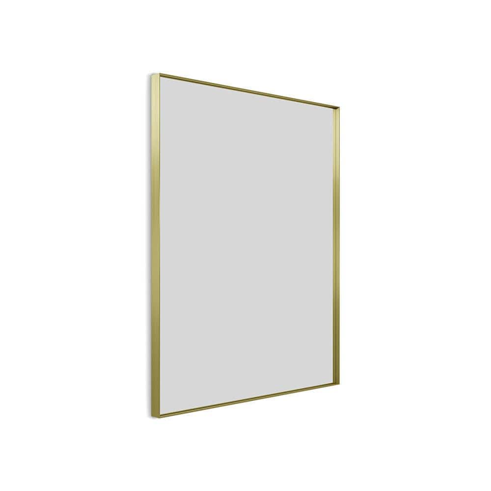 Newington Rectangular Mirror 100x80cm Brushed Brass - Hyperion Tiles