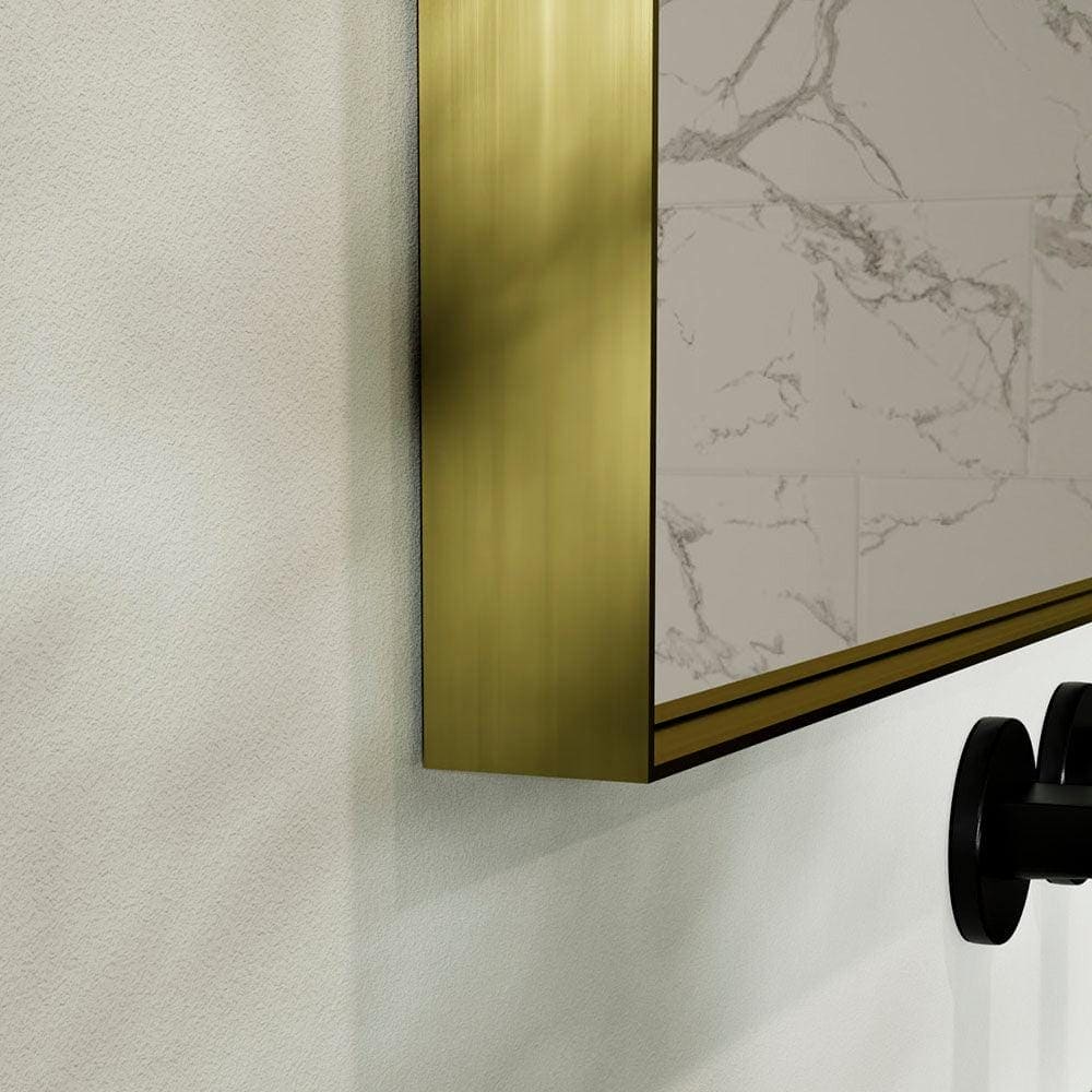 Newington Rectangular Mirror 100x80cm Brushed Brass - Hyperion Tiles