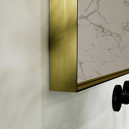 Newington Rectangular Mirror 100x80cm Brushed Brass - Hyperion Tiles