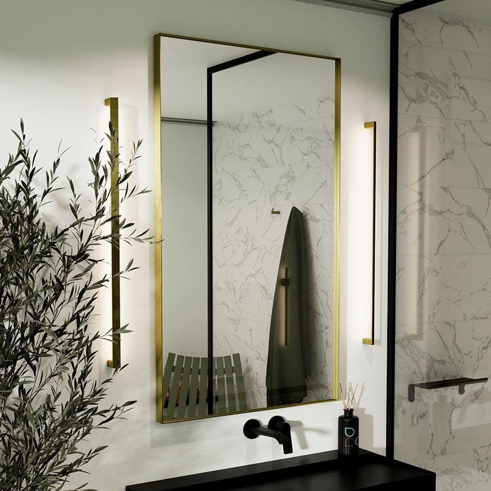 Newington Rectangular Mirror 100x80cm Brushed Brass - Hyperion Tiles