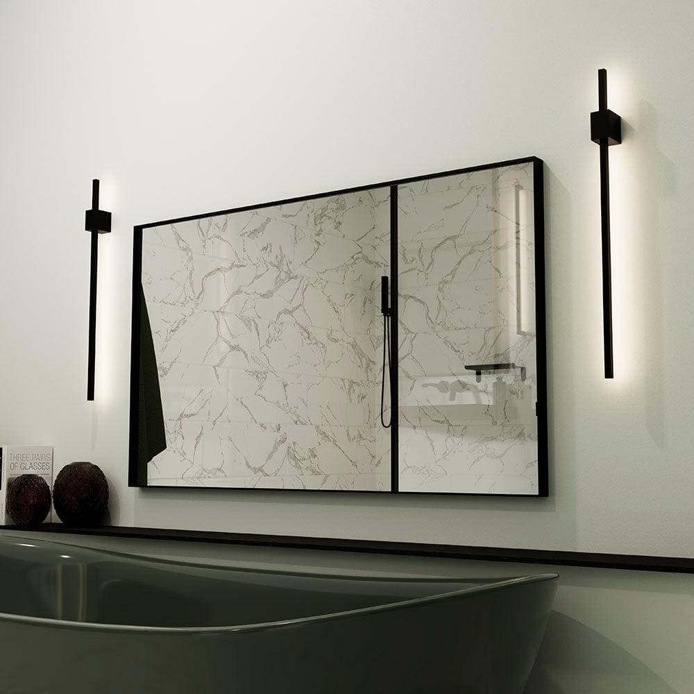 Newington Rectangular Mirror 60x80cm Black - Hyperion Tiles
