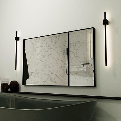 Newington Rectangular Mirror 60x80cm Black - Hyperion Tiles