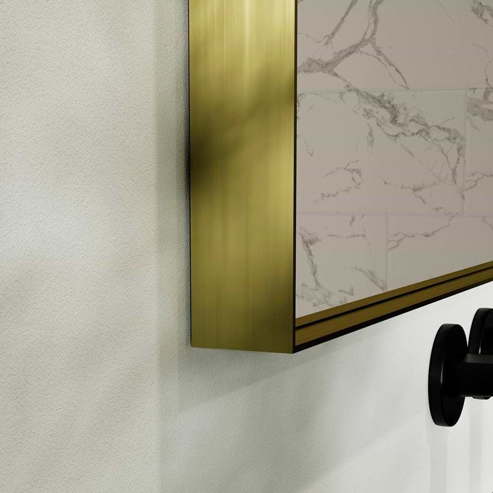 Newington Rectangular Mirror 60x80cm Brushed Brass - Hyperion Tiles